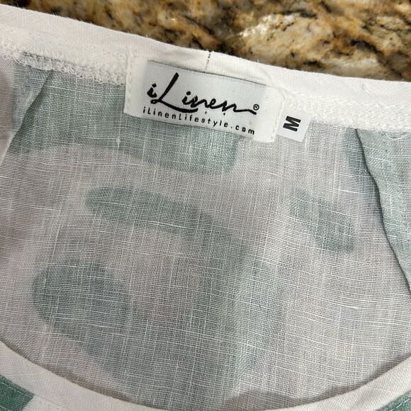 iLinen Sleeveless Printed Short Dress With Pockets Size M - Picture 4 of 7